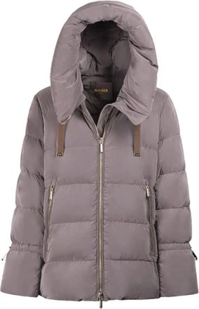 Moorer Zijden Bruine Jas met Capuchon - Dames - Winterjassen - Bruin - M - Jassen