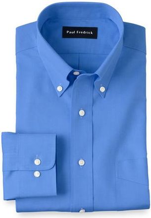 Paul Fredrick Tailored Fit Non-iron Cotton Pinpoint Solid Button Down Collar Dress Shirt in French Blue at Nordstrom, Size 16 - 34