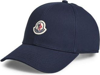Moncler Logo Patch Adjustable Baseball Cap in Navy Blue at Nordstrom