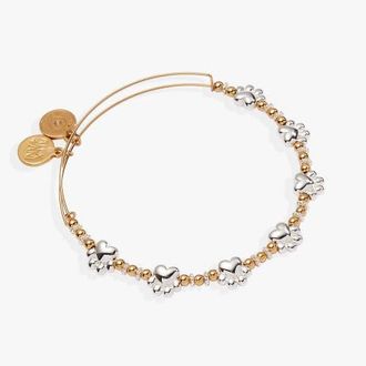 Alex and Ani Paw Print Beaded Dog Bangle in Gold at Nordstrom