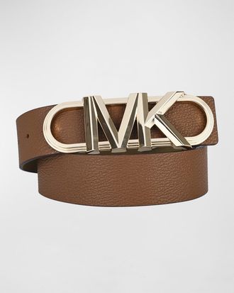 Michael Kors Logo Buckle Leather Waist Belt