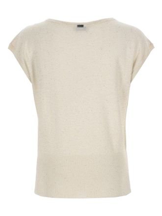 Herno Sequined Cotton Blend T-Shirt - Beige