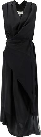 Maison Margiela Midi jurk met overslagstijl - Dames - Casual kleedjes - Zwart - XS - Kleedjes