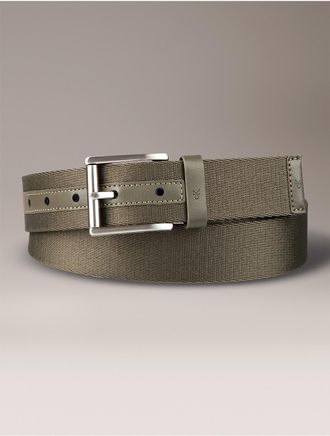 Calvin Klein Mens Tonal Fabric Belt - Green - M