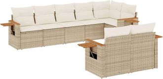vidaXL Juego De Sof&aacute;s De Jard&iacute;n Con Cojines Beige 8 Pzas Rat&aacute;n Pe Vidaxl