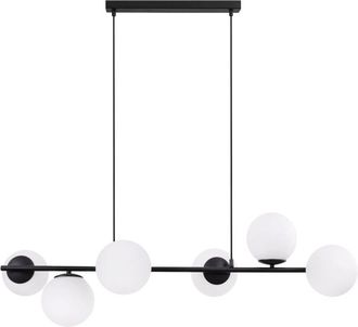 OEM L&aacute;mpara Colgante Siena Negra 6 Pantallas Planas Blancas E14