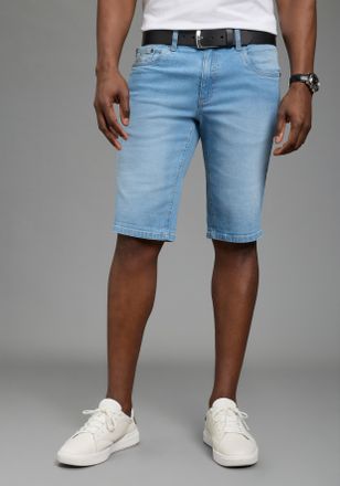 DELMAO Jeansshorts DELMAO, Herren, Gr. 30, N-Gr, blau used, Denim/Jeans, Obermaterial: 99% Baumwolle, 1% Elasthan, kontrastfarbene Details, regular fit knief