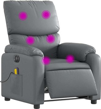 vidaXL Vidaxl - Sill&oacute;n De Masaje Reclinable El&eacute;ctrico Cuero Sint&eacute;tico Gris
