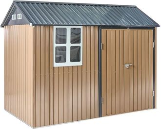 Beliani Cobertizo De Jard&iacute;n 313 X 220 Cm De Acero Con Cierre De Perno Resistente A Los Rayos Uv Impermeable Marr&oacute;n Nocciano