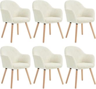 Woltu 6x Sedie da Pranzo Sedie da Cucina Girevole con Gambe in Metallo per Sala da Pranzo. Seduta in Velluto a Coste. Gambe in Legno.Crema - Woltu