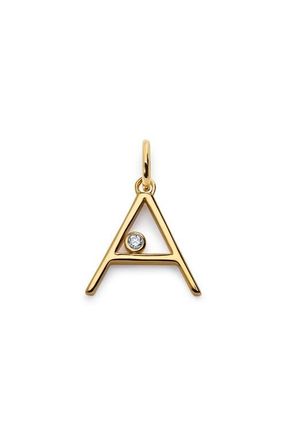 Monica Vinader Lab Grown Diamond Initial Pendant in 18K Gold Vermeil /Diamond at Nordstrom