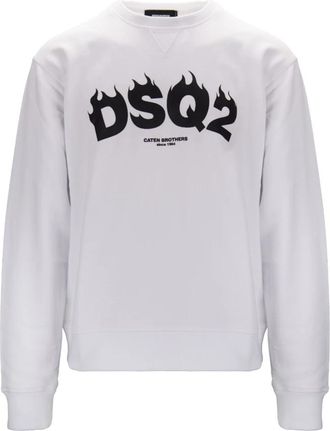 Dsquared2 Crew-neck Sweatshirt - Heren - Sweatshirts - Wit - XL - Katoen - Hoodies & sweatvesten