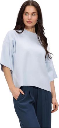 Minus Mslupi Knit T-Shirt - Dames - Ronde hals truien - Blauw - L - Polyester - Truien & Vesten