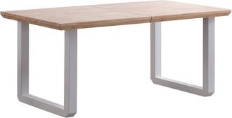 Mathi Design Mesa extensible de madera clara y acero blanco