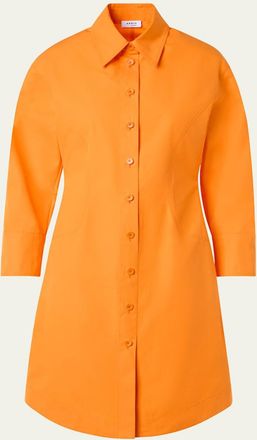 Akris Long-Sleeve Cotton Poplin Mini Shirtdress