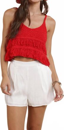 Sadie & Sage Lucie Fringe Sweater Tank In Red