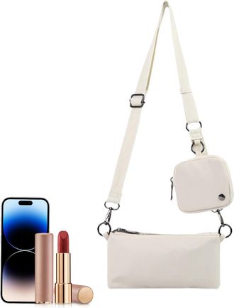 Generic Small Sling Bag,Double Bag Canvas Chest Sling Pack For Shopping | Casual Travel Bag Adjustable Shoulder Strap For Hiking, White, Refer to description