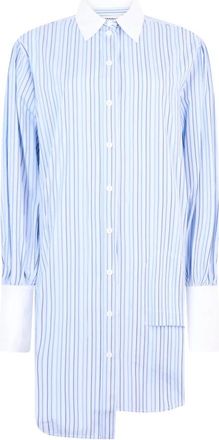 Moschino Gestreept Asymmetrisch Jurk - Dames - Shirt Kleedjes - Blauw - S - Katoen - Kleedjes