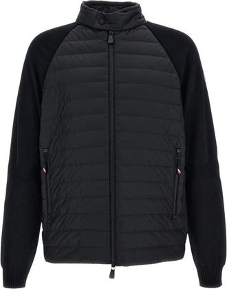 Moncler Down Jackets, male, Black, Size: XL Padded Zip Cardigan