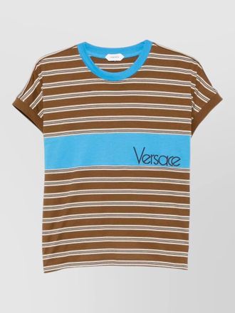 Versace cotton t shirt contrast panel crew neck