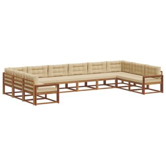 vidaXL Conjunto De Sof&aacute;s De Exterior 10 Uds. Natural Y Beige Vidaxl