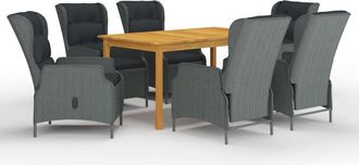 vidaXL Juego De Comedor Para Jard&iacute;n De 7 Piezas Gris Claro Vidaxl
