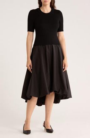 Ellen Tracy Short Sleeve Bubble Hem Midi Dress in Black at Nordstrom Rack, Size X-Small