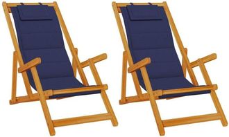 vidaXL Vidaxl - Beach Chair with Cushion 2 pcs Brown x x Solid Acacia wood