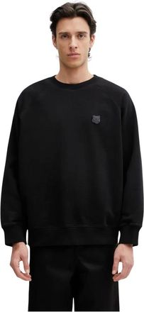 Maison Kitsun&eacute; Hoodies & sweatvesten, Heren, Zwart, L, Katoen, Fox Head Oversize Sweatshirt