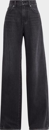 Veronica Beard Kasey Mid-Rise Wide-Leg Jeans