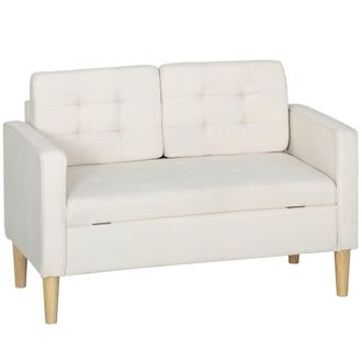 HOMCOM Sof&aacute; dos plazas 117x62x78 cm crema