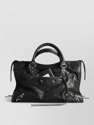 Balenciaga city shoulder bag textured leather tassel