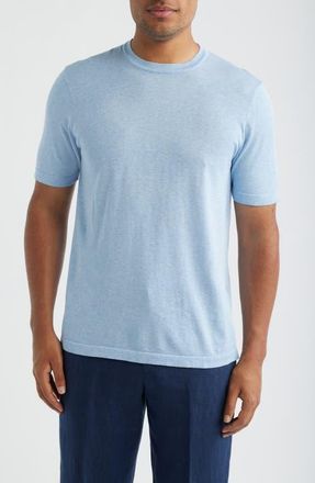Jack Victor Wellington Cotton & Silk Crewneck T-Shirt in Light Blue at Nordstrom, Size Xx-Large
