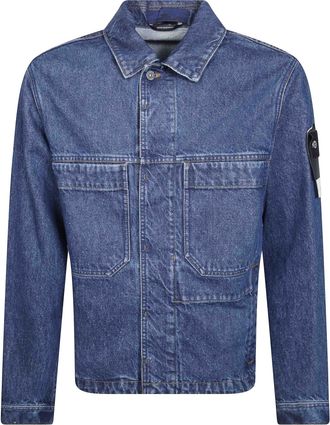 Stone Island Indigo Blue Denim Biker Jacket