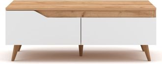 Calicosy Mesa de centro escandinava 1 caj&oacute;n - Acabado madera clara y blanco