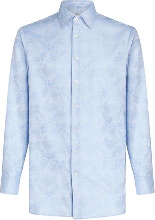 Etro peacock-jacquard cotton shirt - men - Cotton - 48 - Blue