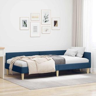 vidaXL vidaXL Cornice del letto ad angolo Blu 90 x 200 cm Tessuto