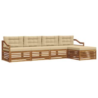vidaXL Conjunto De Sof&aacute;s De Exterior Con Coj&iacute;n 5 Pcs Natural Y Beige Vidaxl
