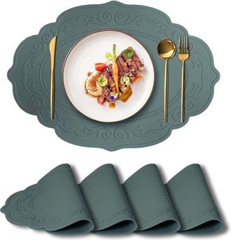 OEM Juego De 4 Manteles Individuales De Silicona, Lavables, Antideslizantes, Resistentes Al Calor (30 X 43 Cm), Para Mesa De Comedor, Restaurante, Color V