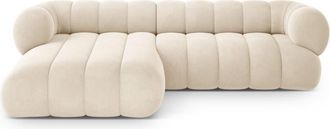 Cosmopolitan Design Sof&aacute; esquinero izquierdo 5 plazas de terciopelo beige claro