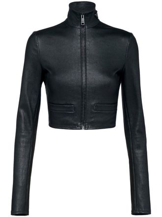 Prada cropped nappa leather jacket - women - Leather - 36 - Black