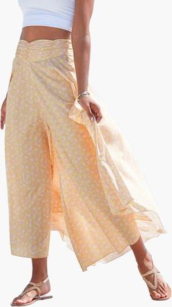 Lascana Printed Flowy Culottes in Yellow Multi at Nordstrom, Size 14 X 24