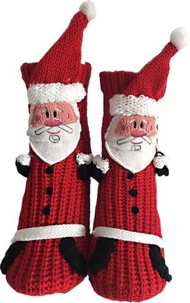 Generic Christmas Soft Slipper Socks Funny Christmas Knitted Stockings Fleece Lined Non Slip Thermal Stockings for Women Cozy Fluffy Knitted Socks with Pompom