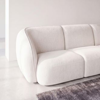 Maisons du monde Reposabrazos izquierdo para sof&aacute; modular de tejido de poli&eacute;ster efecto lino beige