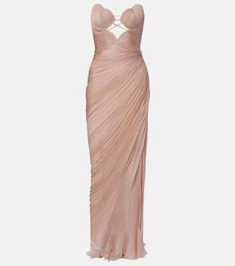 Maria Lucia Hohan Ananda pleated silk muslin bustier gown