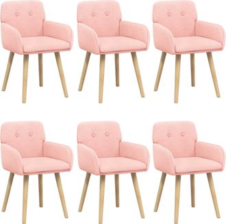 vidaXL Sillas De Comedor 6 Uds. Boucl&eacute; Rosa 59 X 57 X 85 Cm Vidaxl