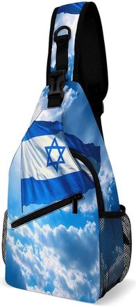 Generic Israel Independence Day Mens Crossbody Chest Sling Bag for Travel Hiking Lightweight Shoulder Bags with Small Side