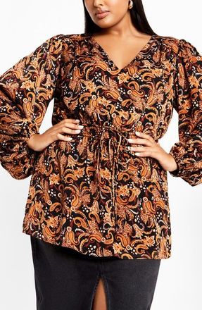 City Chic Makayla Print Top in Paisley at Nordstrom, Size Xxs