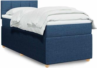 vidaXL Cama Box Spring Con Colch&oacute;n Tela Azul 80x200 Cm Vidaxl