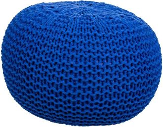 Wanderlust Deco Puff de algod&oacute;n trenzado azul 38x38x28